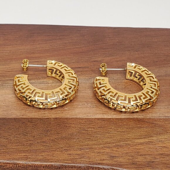 14K Gold Womens Geometric Chunky Semi Hoop Earrings Ladies 14 K Silver Jewelry - Picture 6 of 6